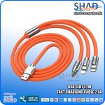 USB 3in1 1.2m Fast Charging Cable 2.5A